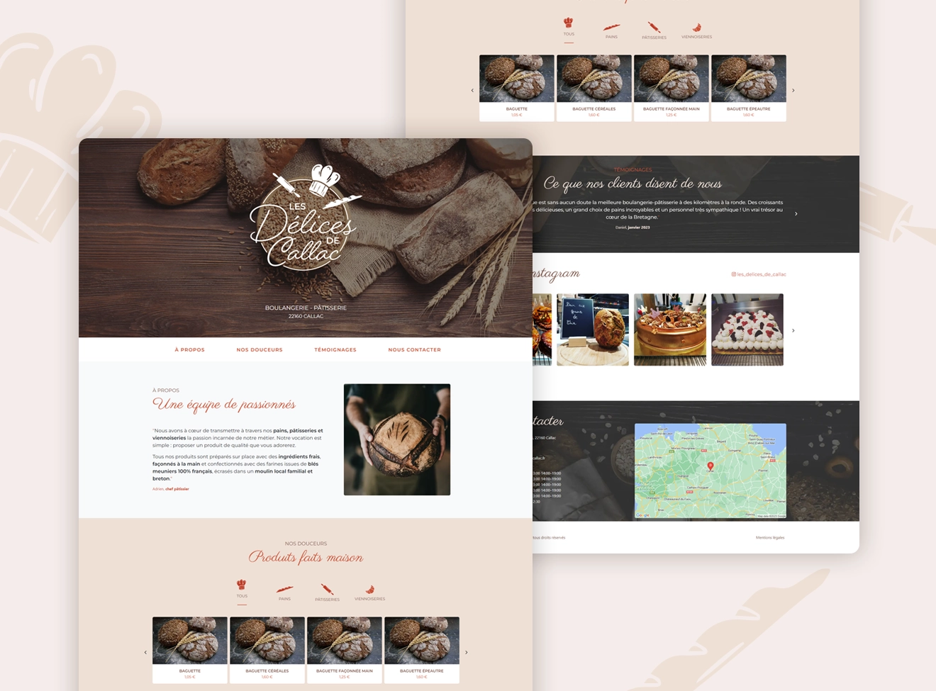 Webdesign réalisé pour la boulangerie Les Délices de Callac