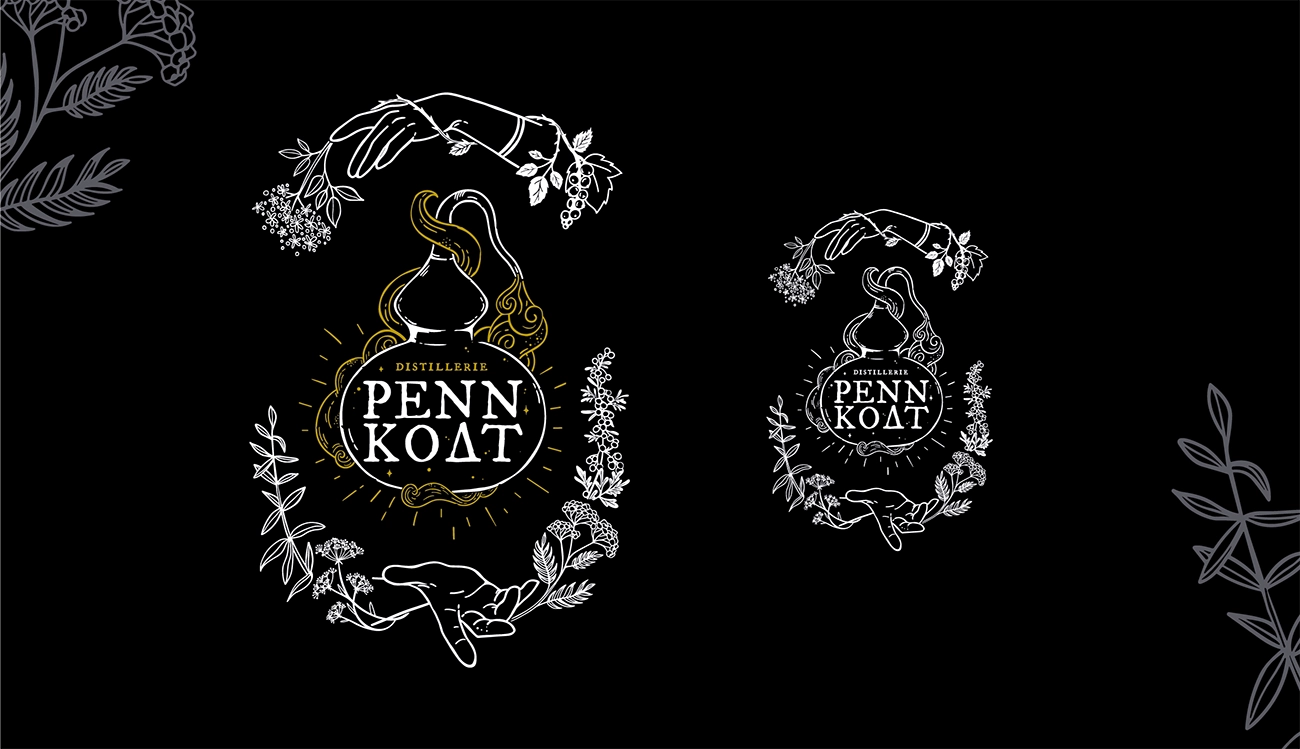 Logo réalisée pour la distillerie Penn Koat par la graphiste Mélanie Appéré.