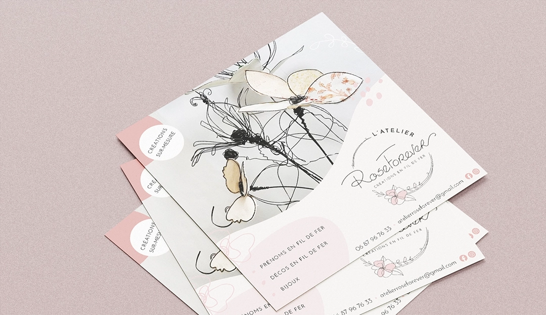 Flyer réalisée pour l'atelier Rose Forever par la graphiste Mélanie Appéré.