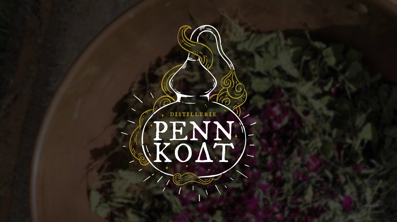 Logo réalisée pour la distillerie Penn Koat par la graphiste Mélanie Appéré.