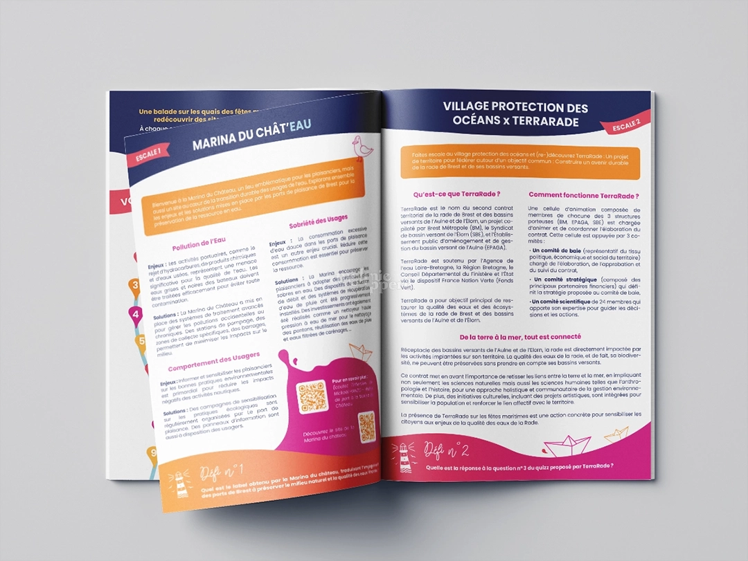 Extrait d'une brochure réalisée pour un évènement organisé par Eau du Ponant et réalisé par la graphiste Mélanie Appéré