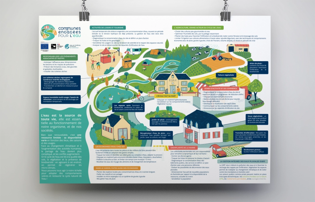 Affiche réalisée pour le programme Communes engagées pour l'eau par la graphiste Mélanie Appéré