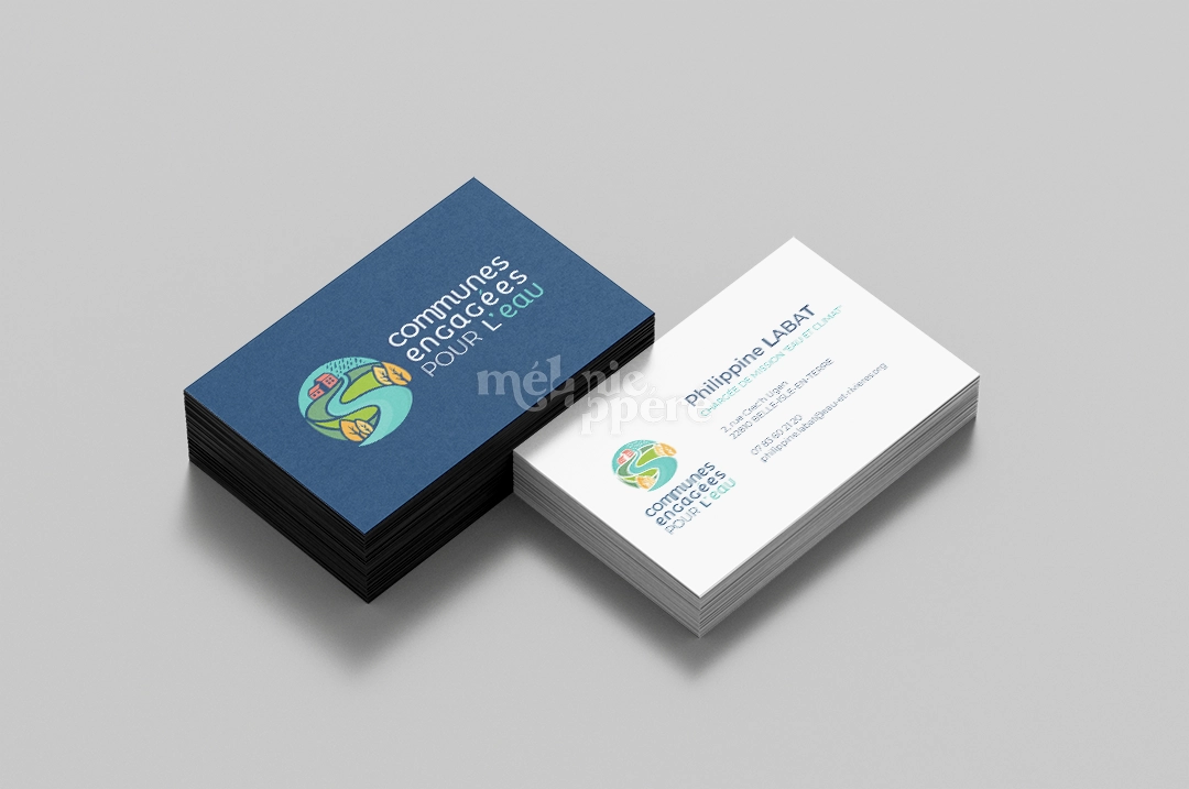 Identité visuelle réalisée pour le programme Communes engagées pour l'eau par la graphiste Mélanie Appéré