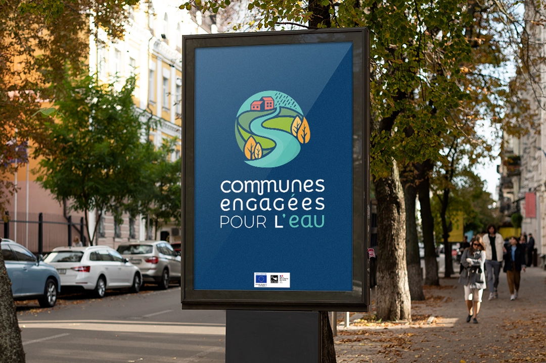 Identité visuelle réalisée pour le programme Communes engagées pour l'eau par la graphiste Mélanie Appéré