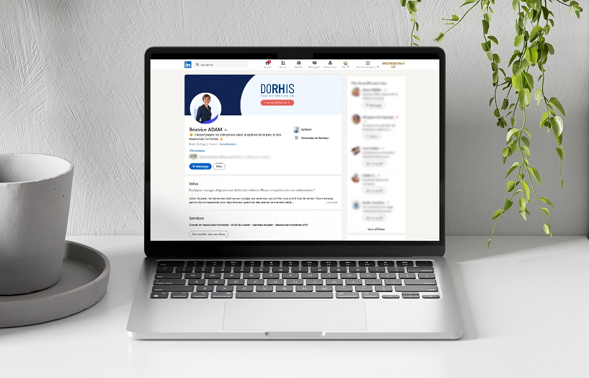 Création d'une bannière et d'une photo de profil pour les pages Linkedin de Dorhis.