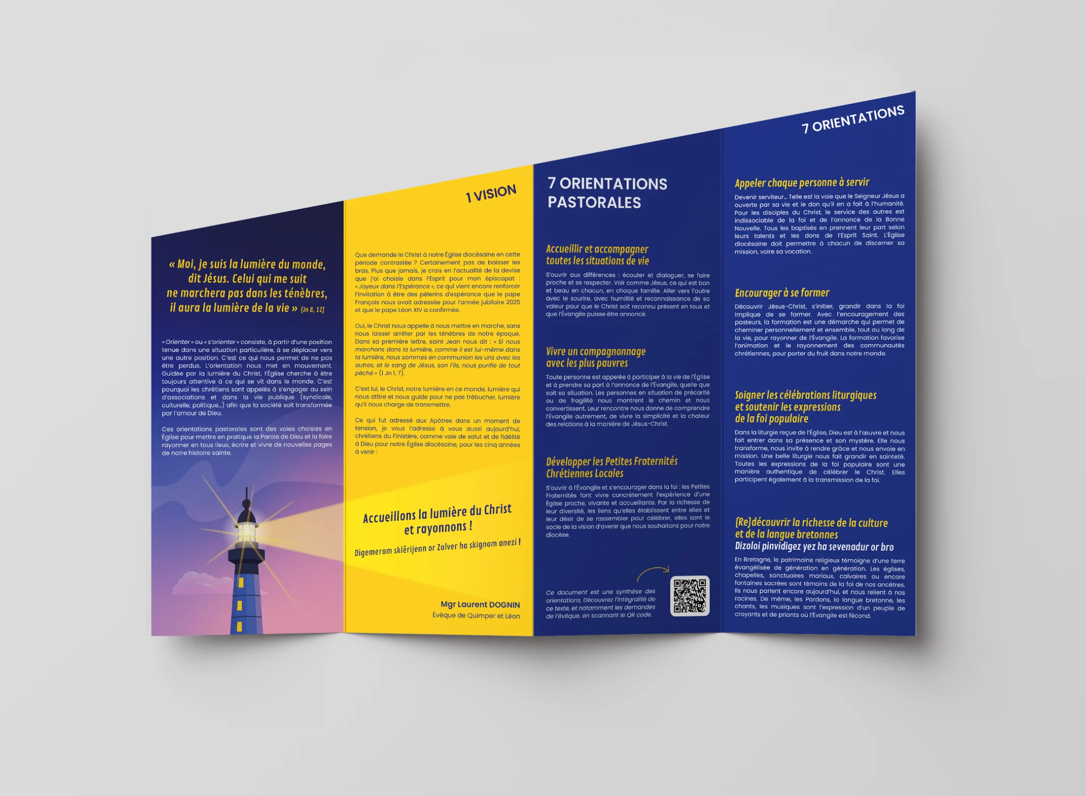 Dépliant et illustrations réalisés pour les orientations diocésaines 2025 par la graphiste Mélanie Appéré.