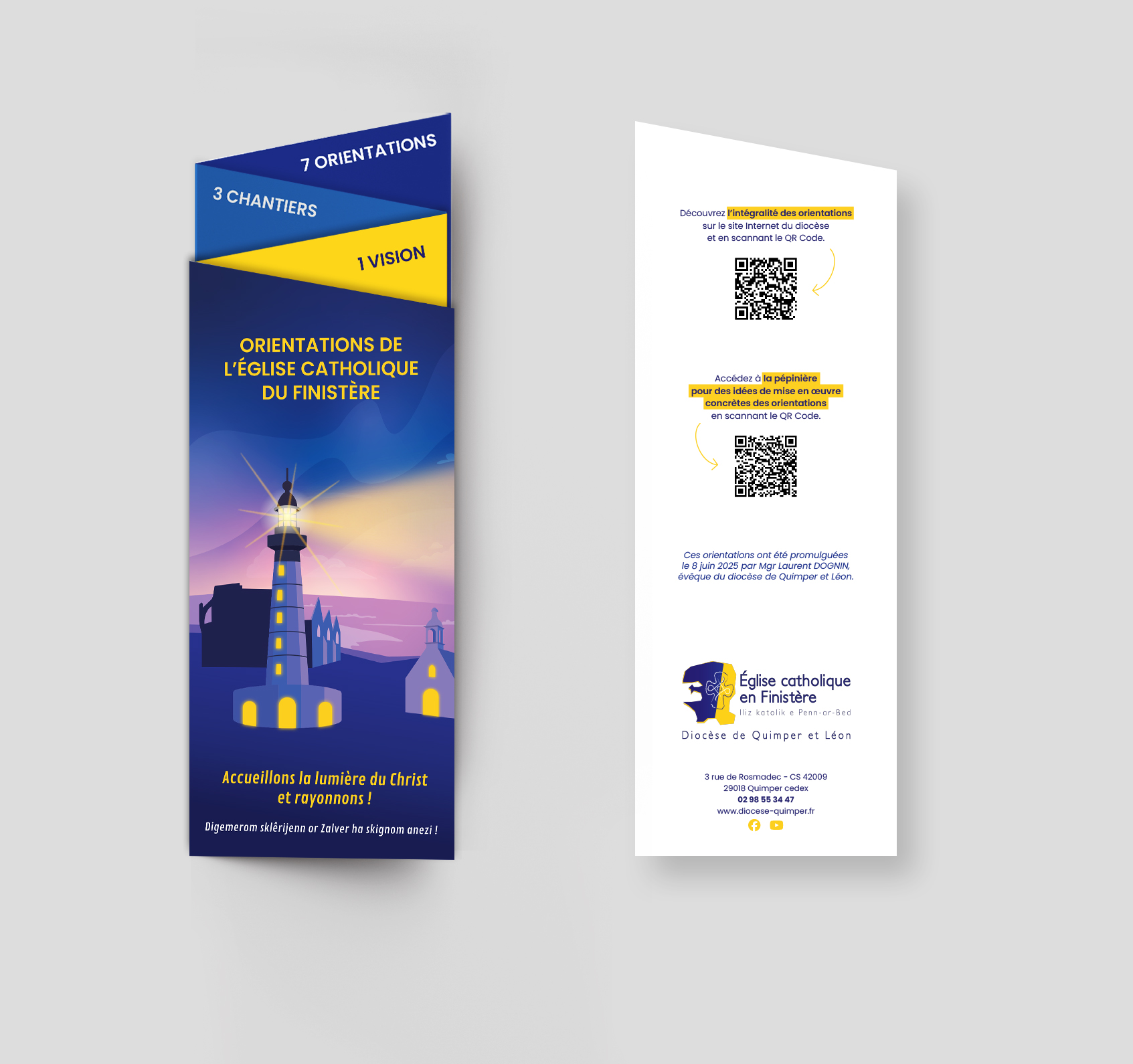Dépliant et illustrations réalisés pour les orientations diocésaines 2025 par la graphiste Mélanie Appéré.