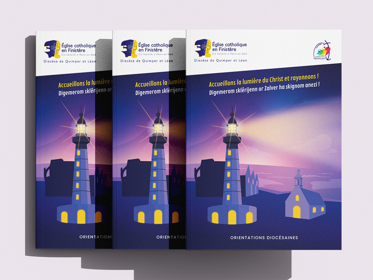 Brochure et illustrations réalisées pour les orientations diocésaines 2025 par la graphiste Mélanie Appéré.