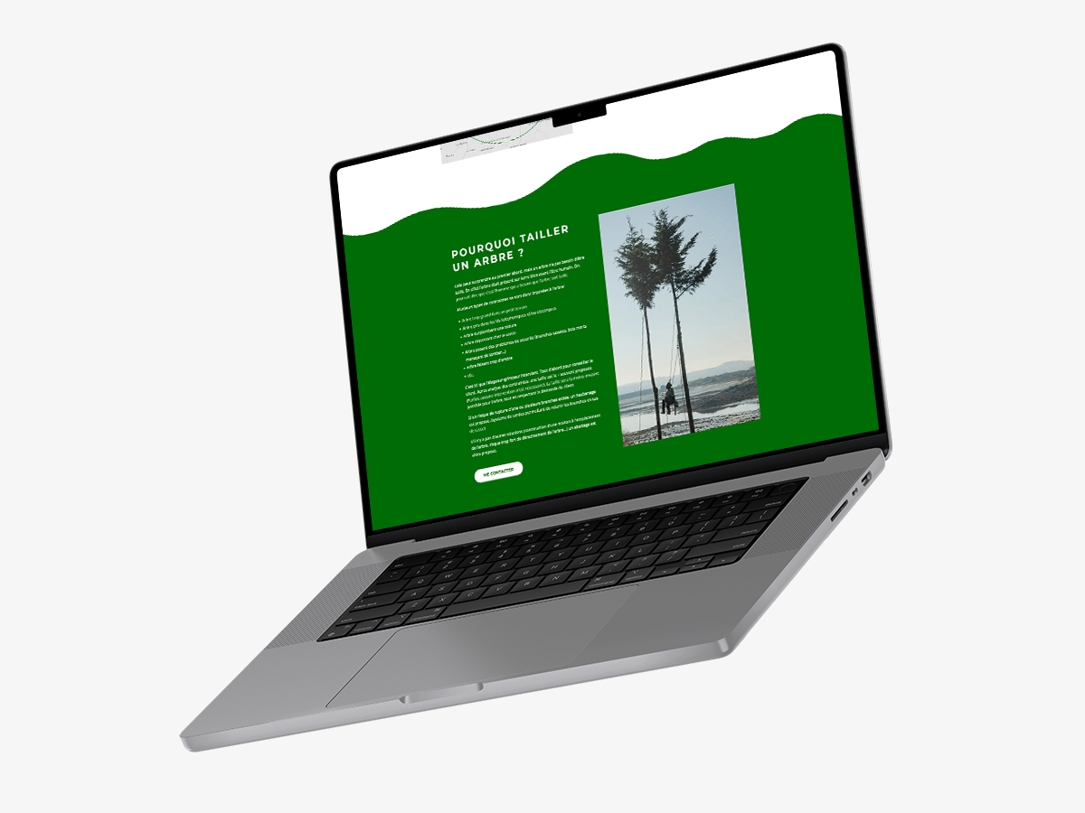 Webdesign réalisé pour le site de l'Élagueur de Pont de la Corde, par la graphiste Mélanie Appéré.