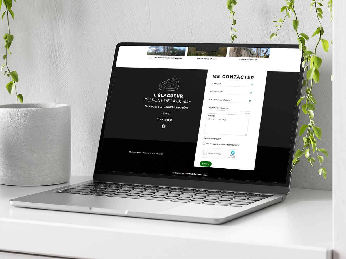 Webdesign réalisé pour le site de l'Élagueur de Pont de la Corde, par la graphiste Mélanie Appéré.