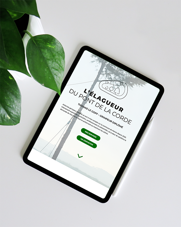 Webdesign réalisé pour le site de l'Élagueur de Pont de la Corde, par la graphiste Mélanie Appéré.