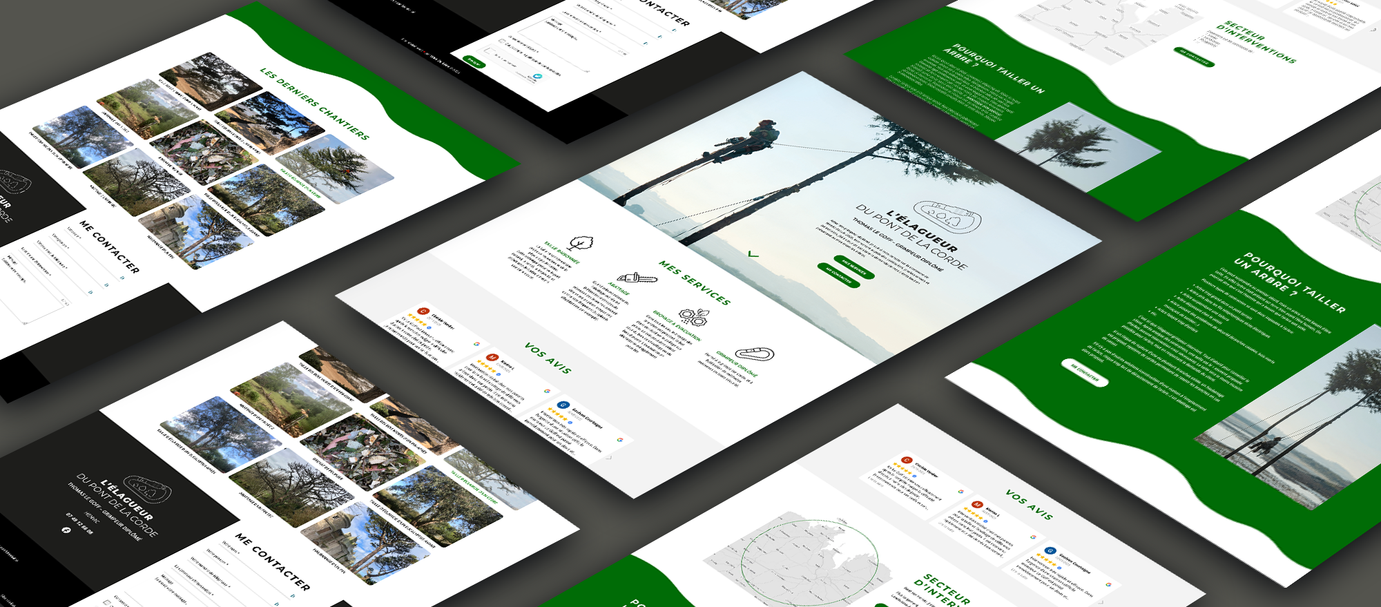 Webdesign réalisé pour le site de l'Élagueur de Pont de la Corde, par la graphiste Mélanie Appéré.