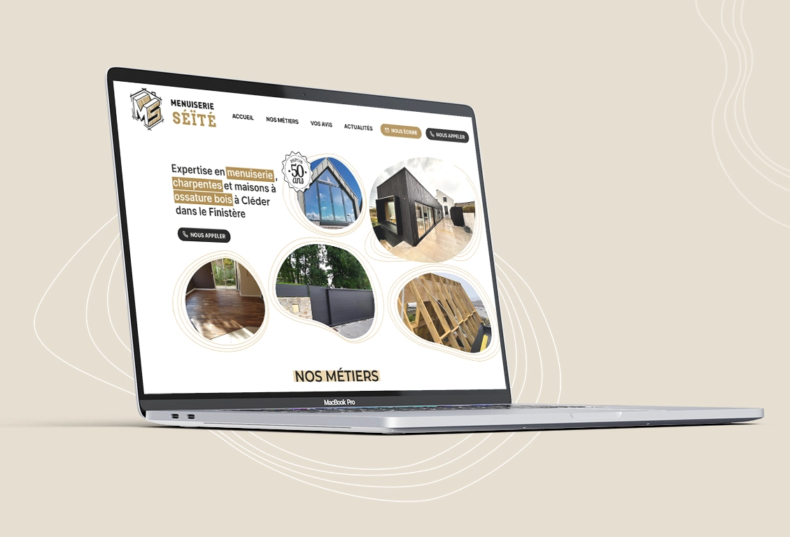 Webdesign réalisé pour le site de Menuiserie Séïté, par la graphiste Mélanie Appéré.