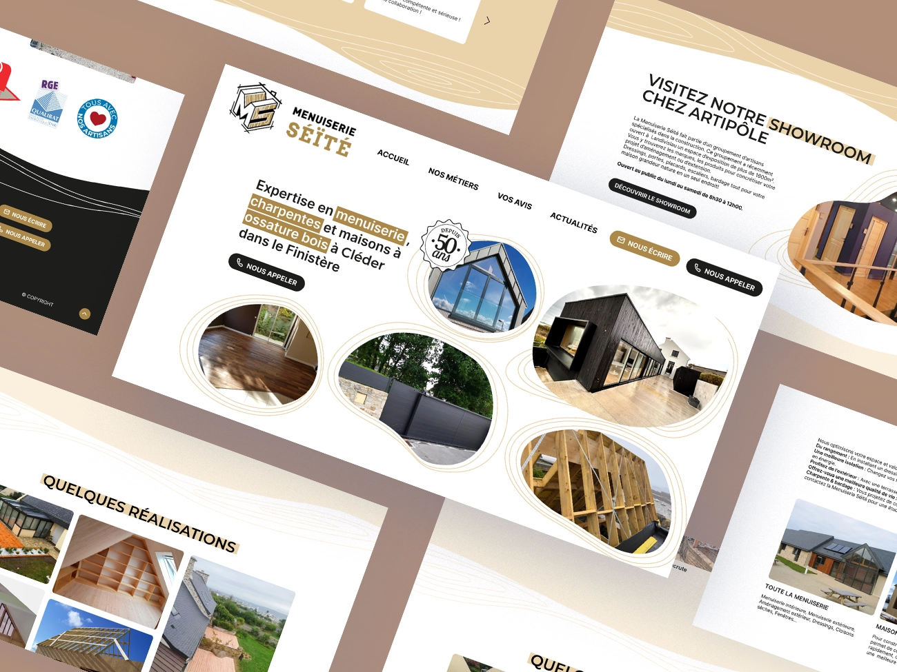 Webdesign réalisé pour le site de Menuiserie Séïté, par la graphiste Mélanie Appéré.