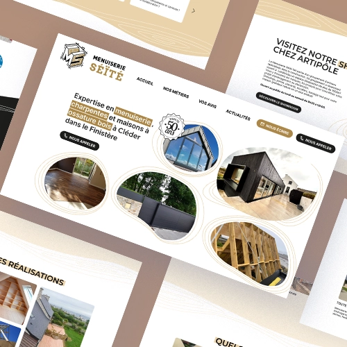 Webdesign réalisé pour le site de Menuiserie Séïté, par la graphiste Mélanie Appéré.