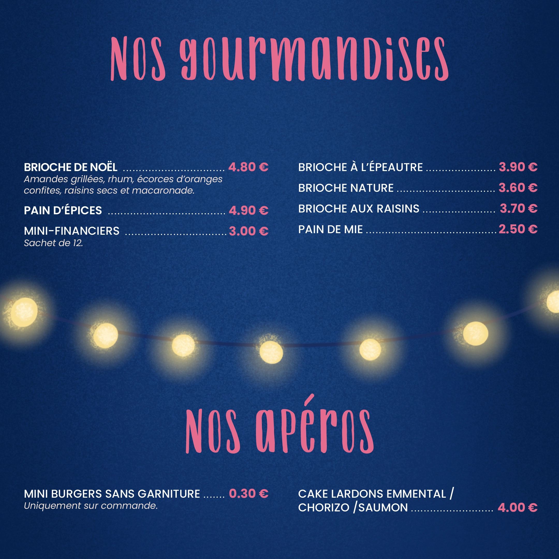 Carte des fêtes 2025 réalisée pour la boulangerie Les Délices de Callac, par la graphiste Mélanie Appéré