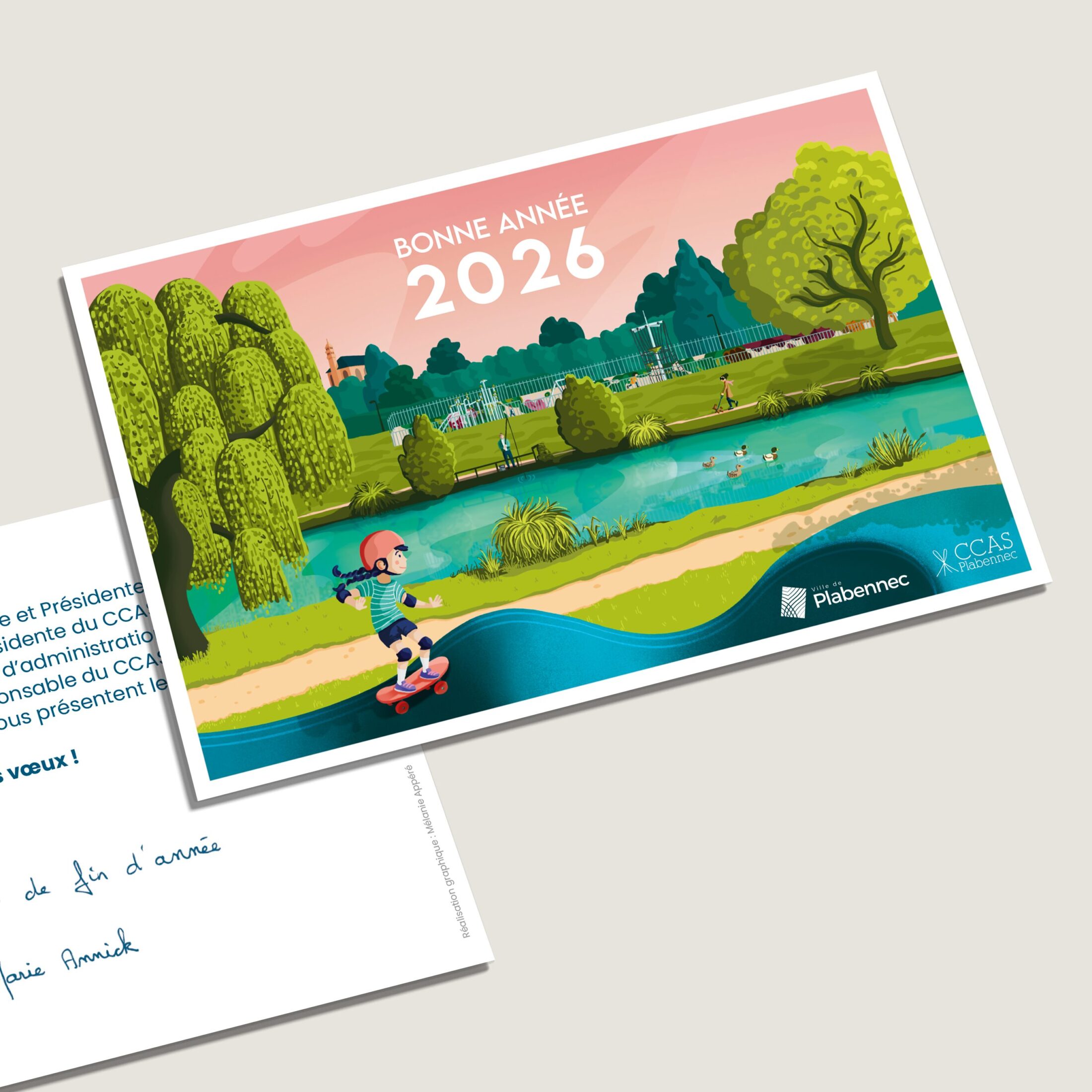 Carte de vœux 2026 de la ville de Plabennec, réalisée par la graphiste Mélanie Appéré