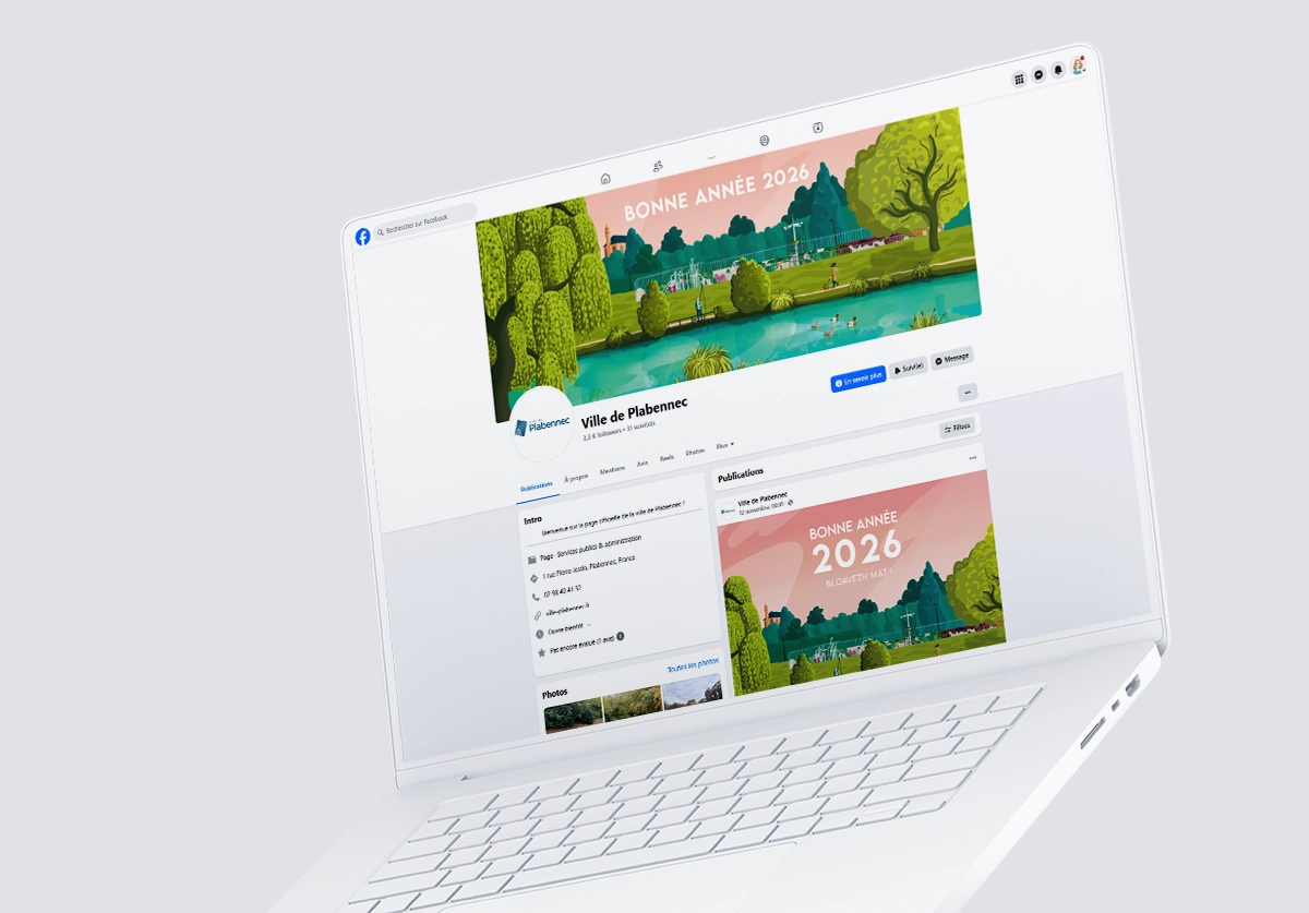 Vœux 2026 de la ville de Plabennec sur les réseaux sociaux, réalisé par la graphiste Mélanie Appéré