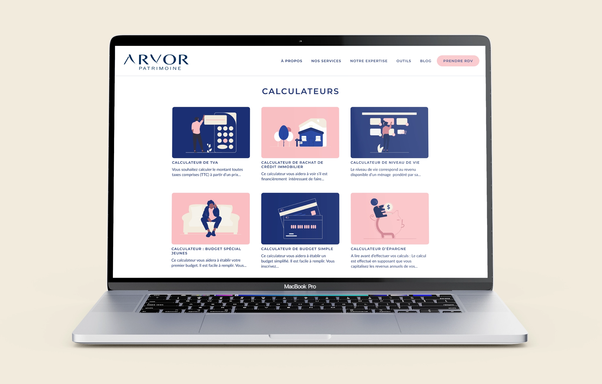 Webdesign réalisé pour le site Arvor Patrimoine par la graphiste Mélanie Appéré.