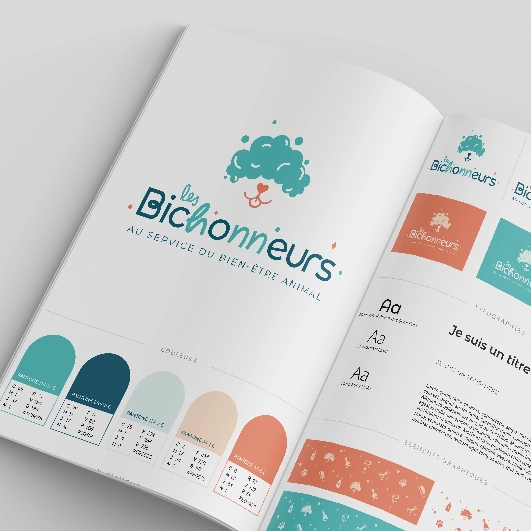 Charte graphique Les Bichonneurs, réalisé par la graphiste Mélanie Appéré
