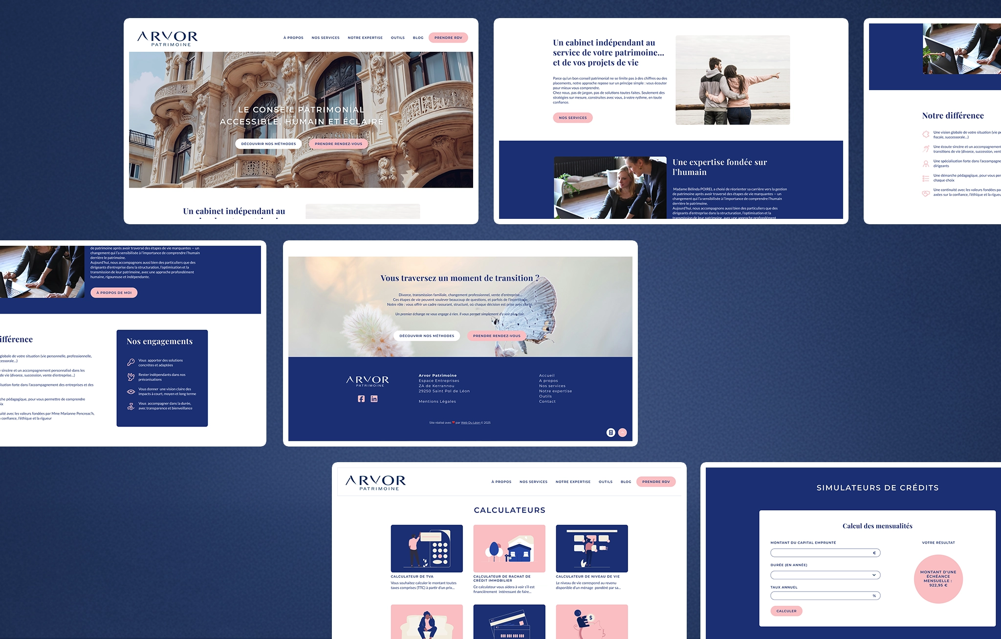 Webdesign réalisé pour le site Arvor Patrimoine par la graphiste Mélanie Appéré.