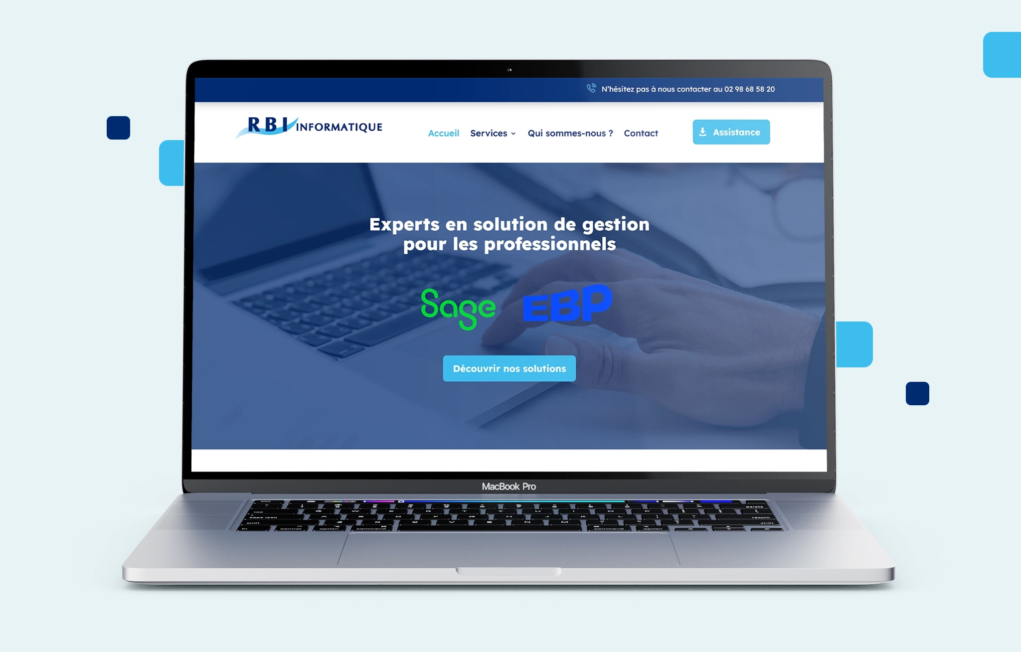 Refonte du webdesign de RBI Informatique réalisé par la graphiste Mélanie Appéré