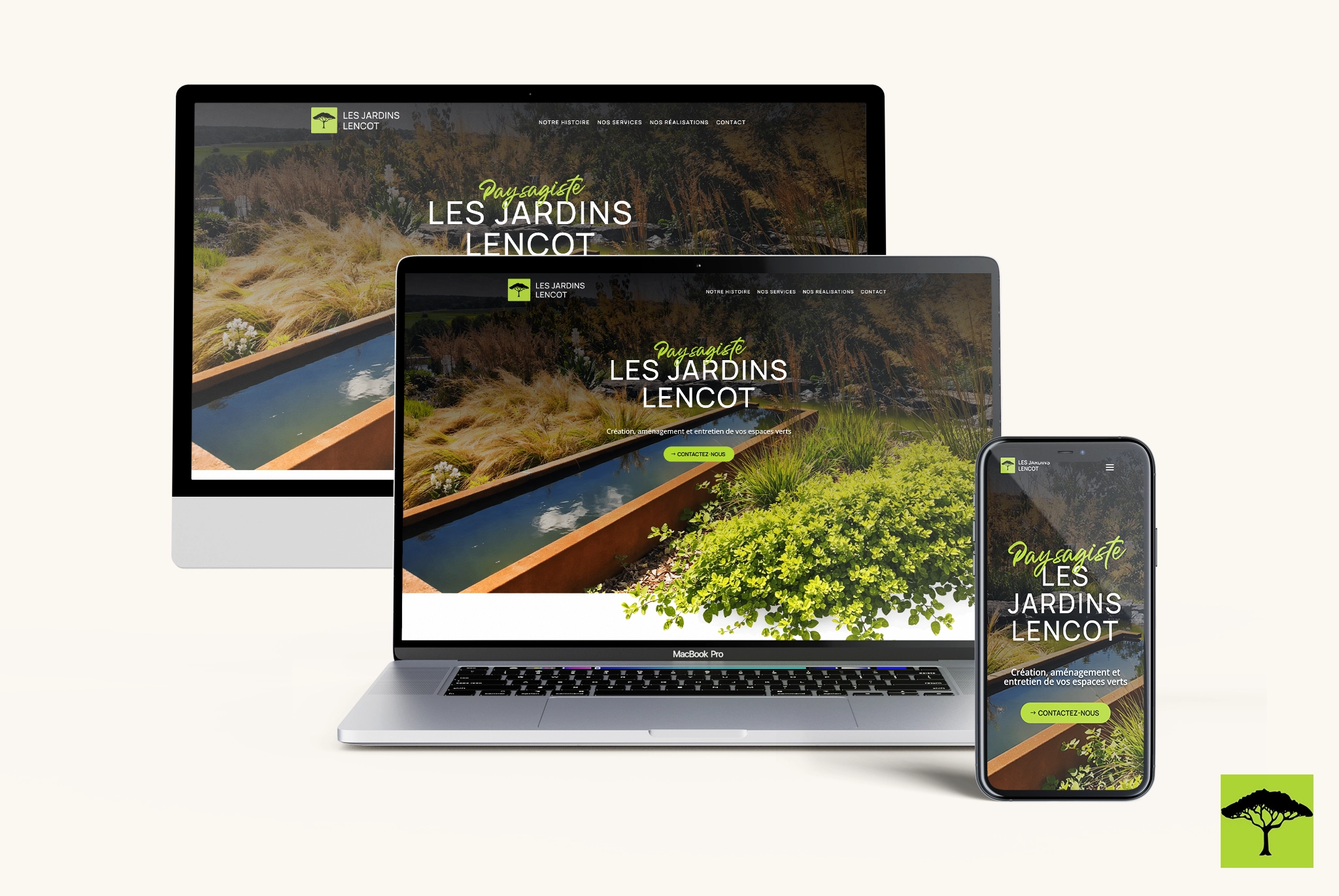 Création d'un webdesign pour le site des Jardins Lencot par la graphiste Mélanie Appéré