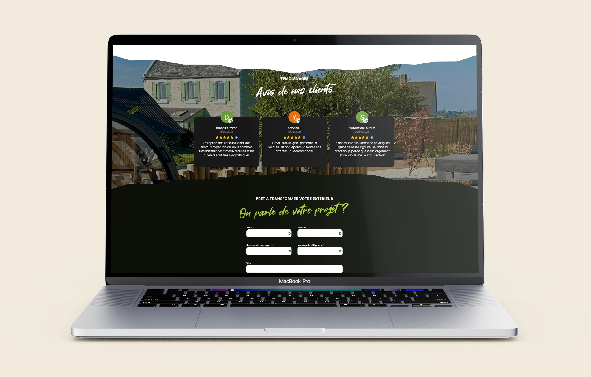 Création d'un webdesign pour le site des Jardins Lencot par la graphiste Mélanie Appéré