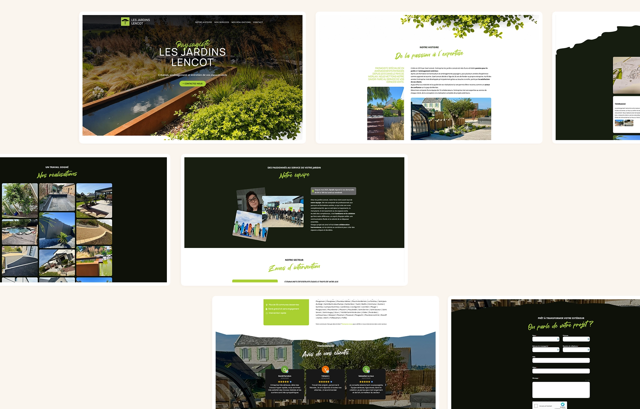 Création d'un webdesign pour le site des Jardins Lencot par la graphiste Mélanie Appéré